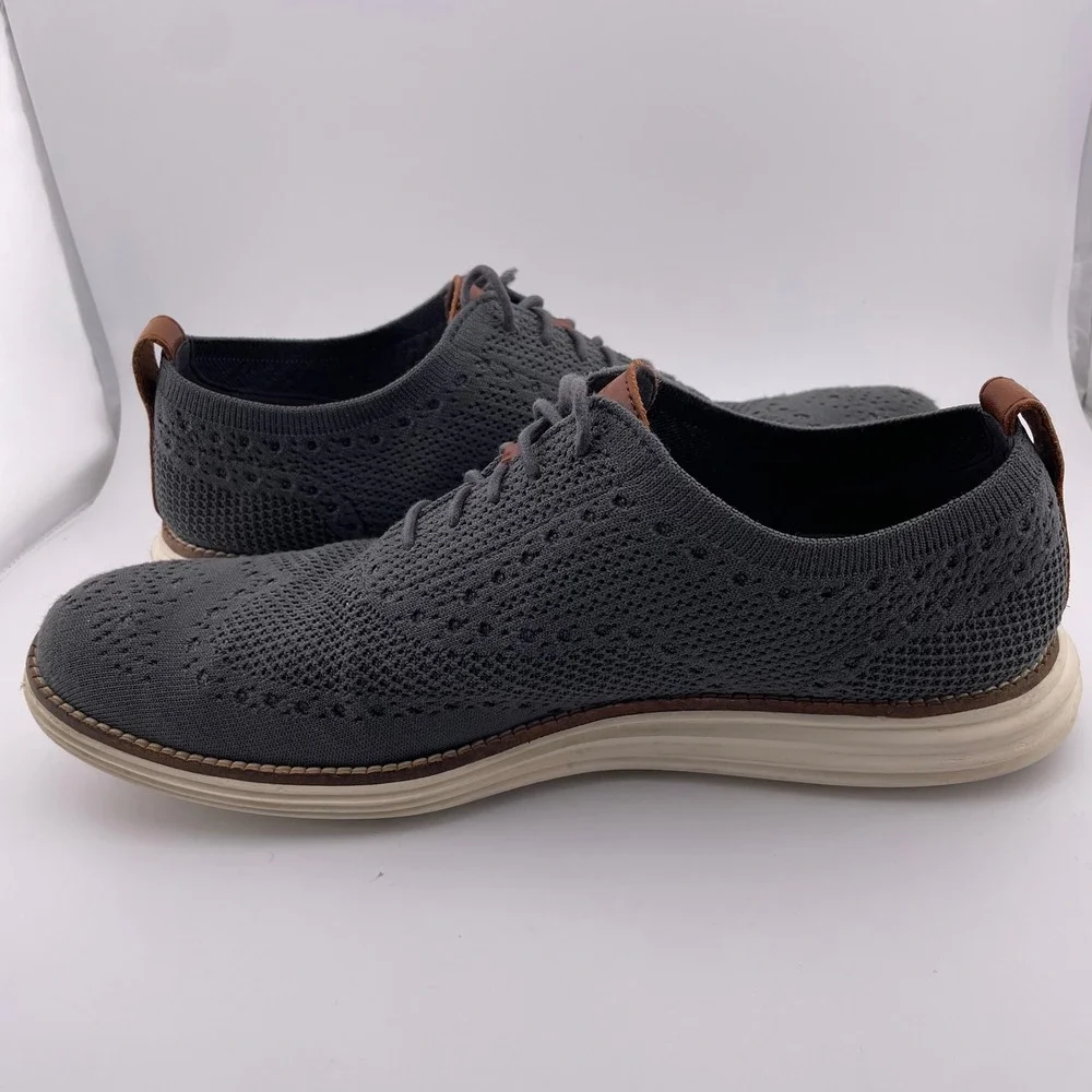 Cole‎ Haan Original Grand Stitchlite Wingtip Gray Knit Oxford Derby Shoes 10 M